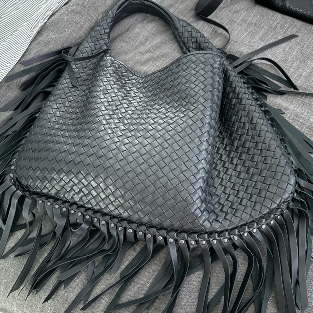 Bottega Veneta Intrecciato Leather Hobo Black